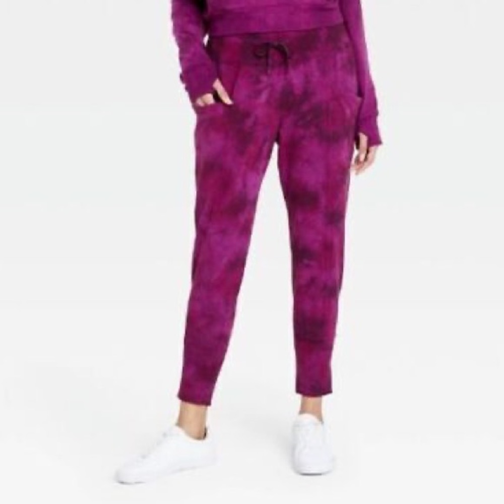 All In Motion Fuchsia Tie Dye Womens M Jogger French Terry High Rise